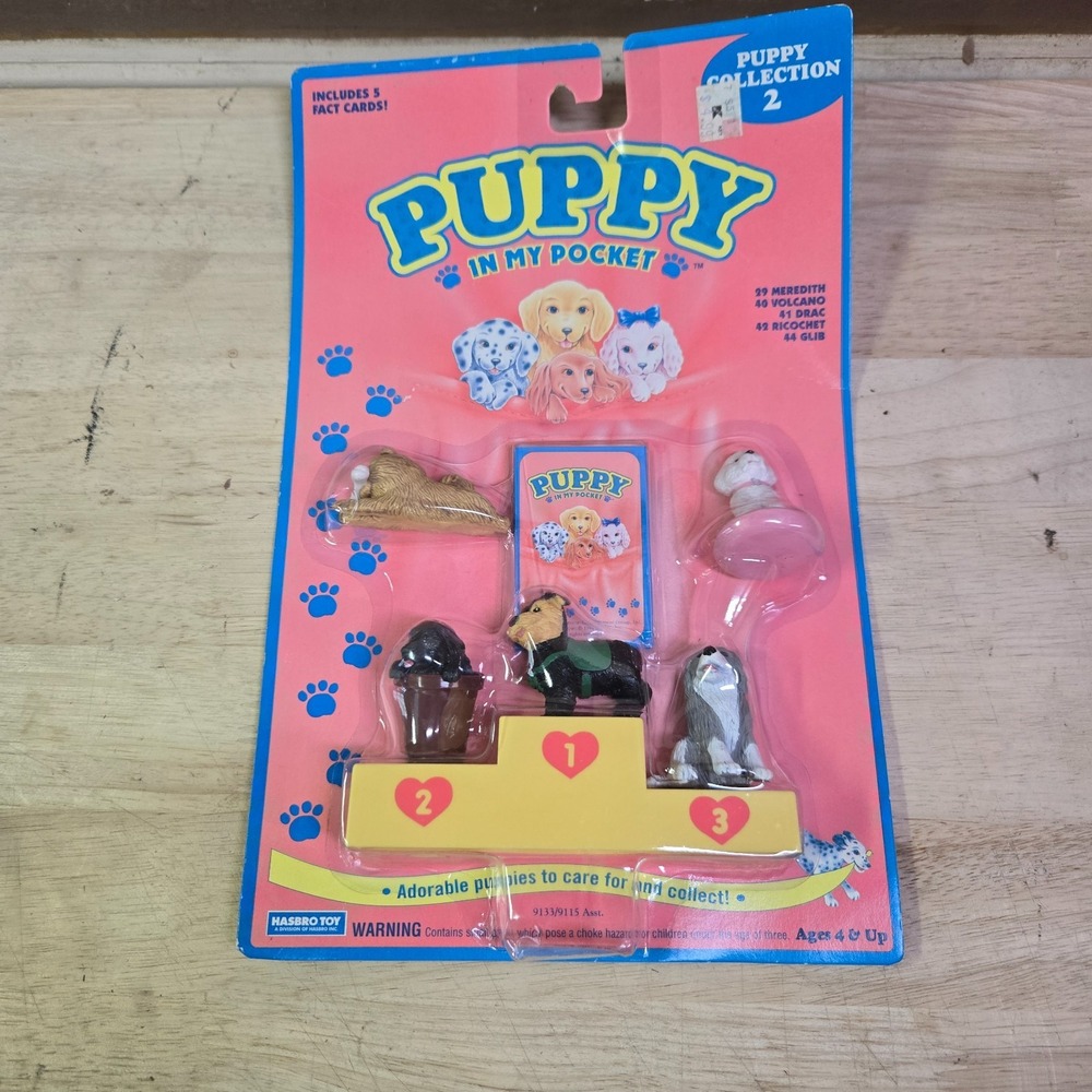 Vintage 1990s Puppy In My Pocket  Dog Collection 2 Family W/Fact Cards